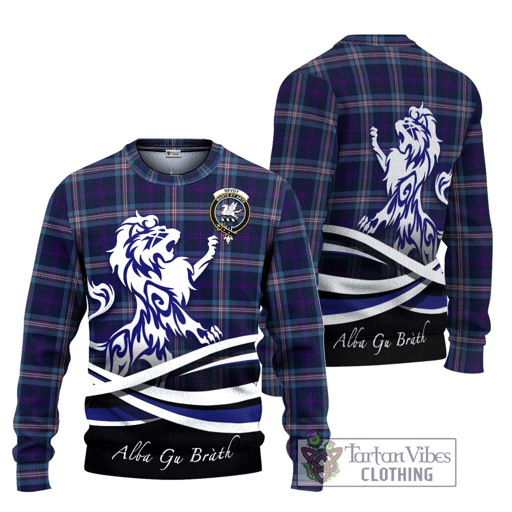 Nevoy Tartan Knitted Sweater with Alba Gu Brath Regal Lion Emblem Unisex - Tartanvibesclothing Shop