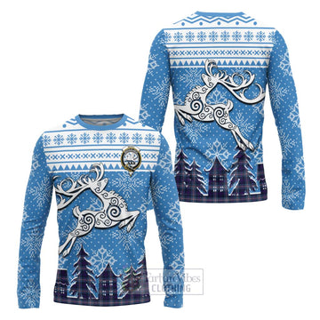 Nevoy Clan Christmas Long Sleeve T-Shirt Celtic Reindeer Style