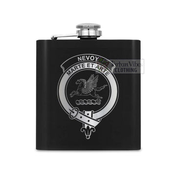 Nevoy Crest Hip Flask Set 7oz Black Stainless Steel with A Gift Box