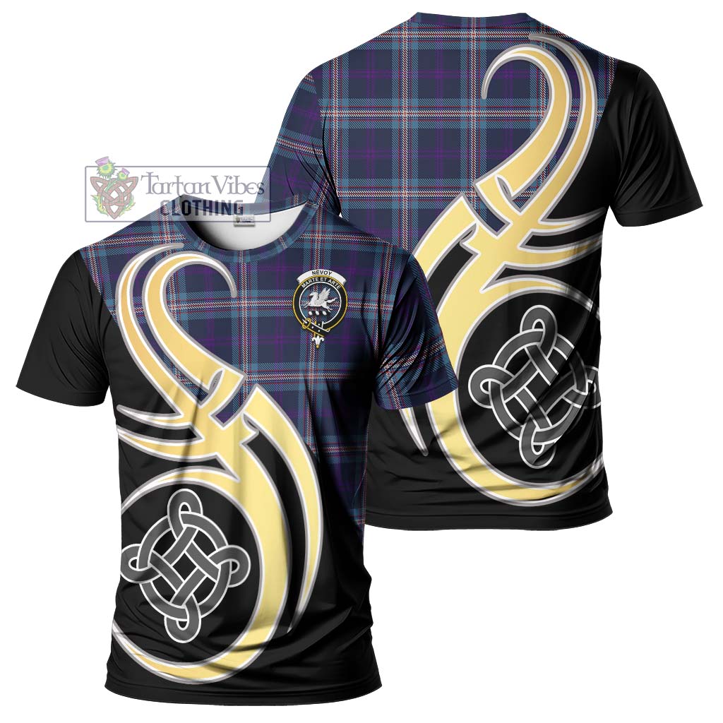 Tartan Vibes Clothing Nevoy Tartan T-Shirt with Family Crest and Celtic Symbol Style