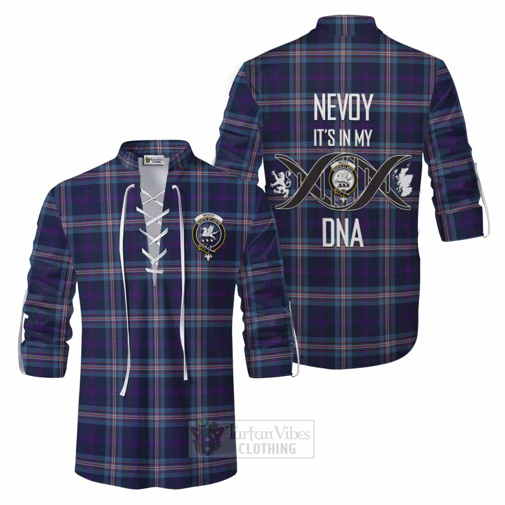 Tartan Vibes Clothing Nevoy Tartan Ghillie Kilt Shirt with Family Crest DNA In Me Style