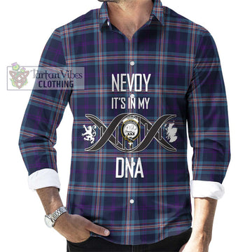 Nevoy Tartan Long Sleeve Button Shirt with Family Crest DNA In Me Style