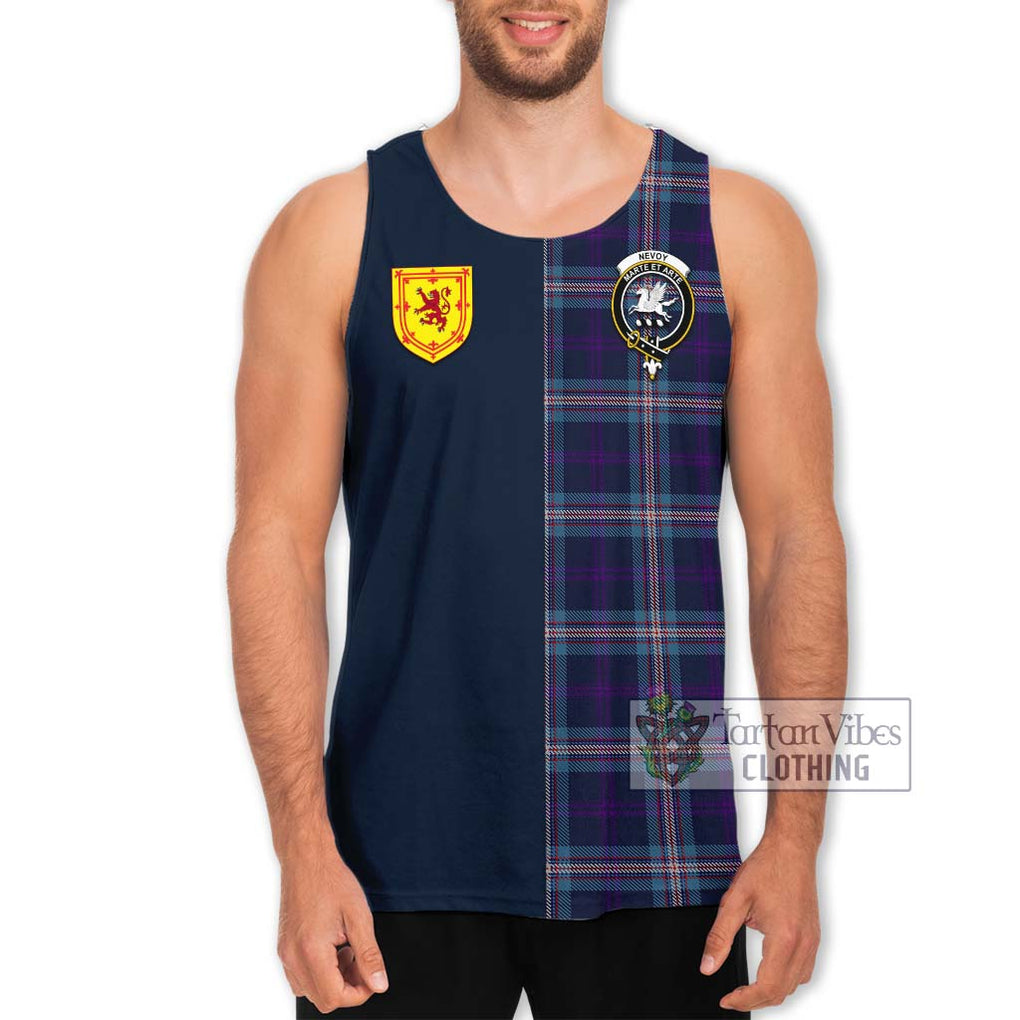 Tartan Vibes Clothing Nevoy Tartan Men's Tank Top with Scottish Lion Royal Arm Half Style