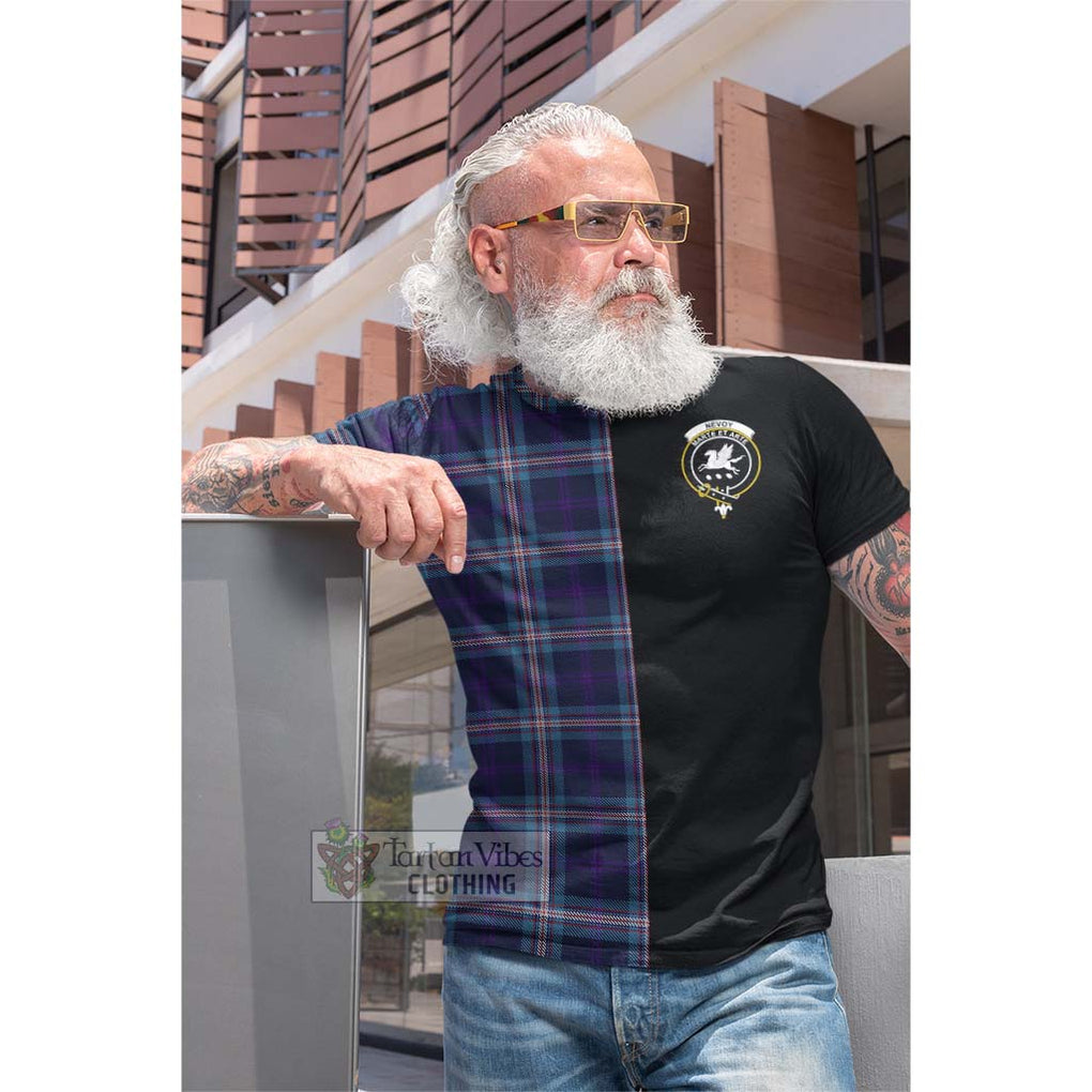 Tartan Vibes Clothing Nevoy Tartan Cotton T-shirt with Family Crest and Half Of Me Style