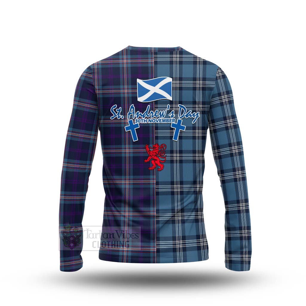 Tartan Vibes Clothing Nevoy Tartan Long Sleeve T-Shirt Happy St. Andrew's Day Half Tartan Style