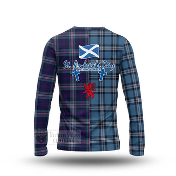 Nevoy Tartan Long Sleeve T-Shirt Happy St. Andrew's Day Half Tartan Style