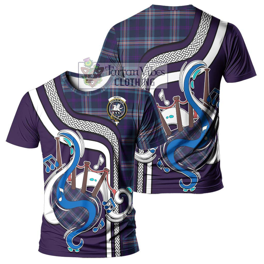 Nevoy Tartan T-Shirt with Epic Bagpipe Style - Tartanvibesclothing Shop