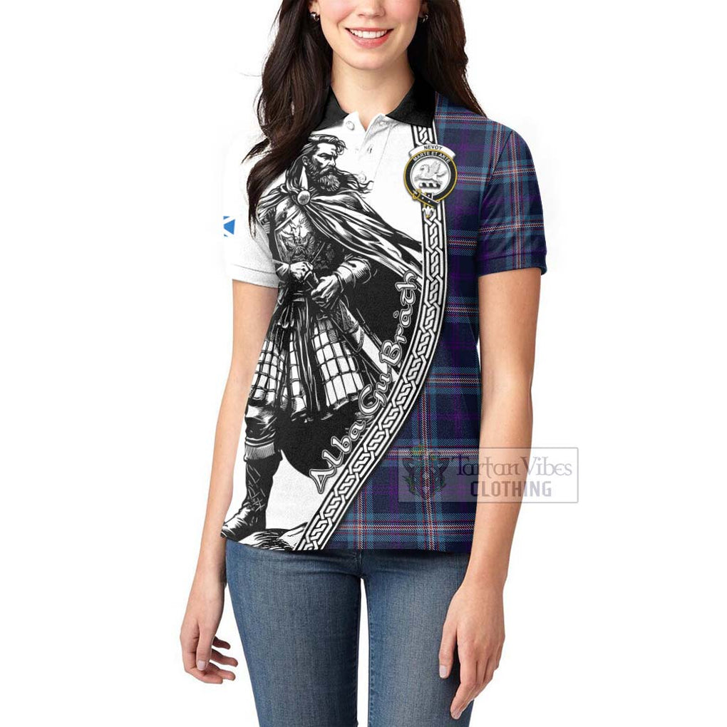 Tartan Vibes Clothing Nevoy Tartan Clan Crest Women's Polo Shirt with Highlander Warrior Celtic Style