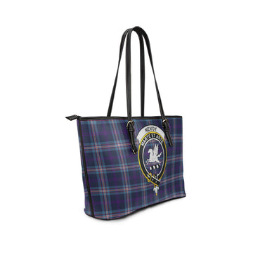 Nevoy Tartan Leather Tote Bag with Family Crest