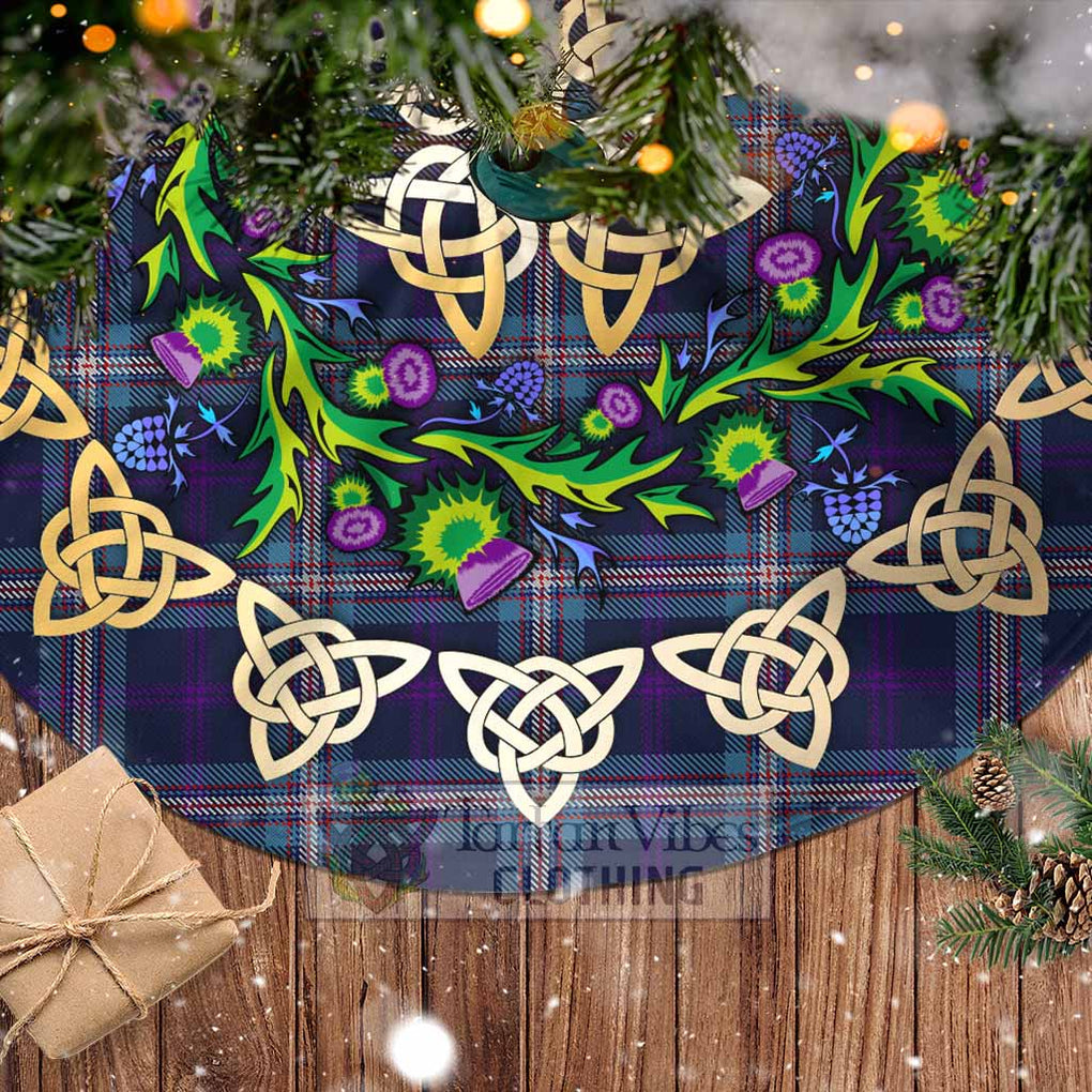 Tartan Vibes Clothing Nevoy Tartan Christmas Tree Skirt with Thistle Celtic Knot Style