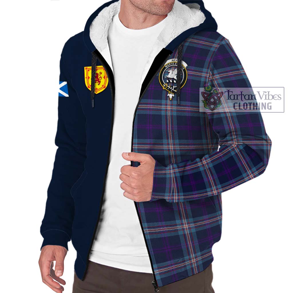 Tartan Vibes Clothing Nevoy Tartan Sherpa Hoodie with Scottish Lion Royal Arm Half Style