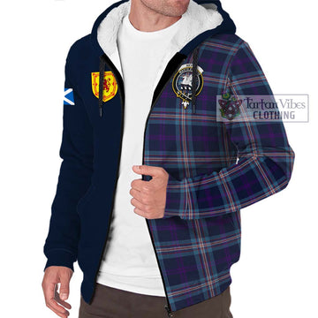 Nevoy Tartan Sherpa Hoodie with Scottish Lion Royal Arm Half Style