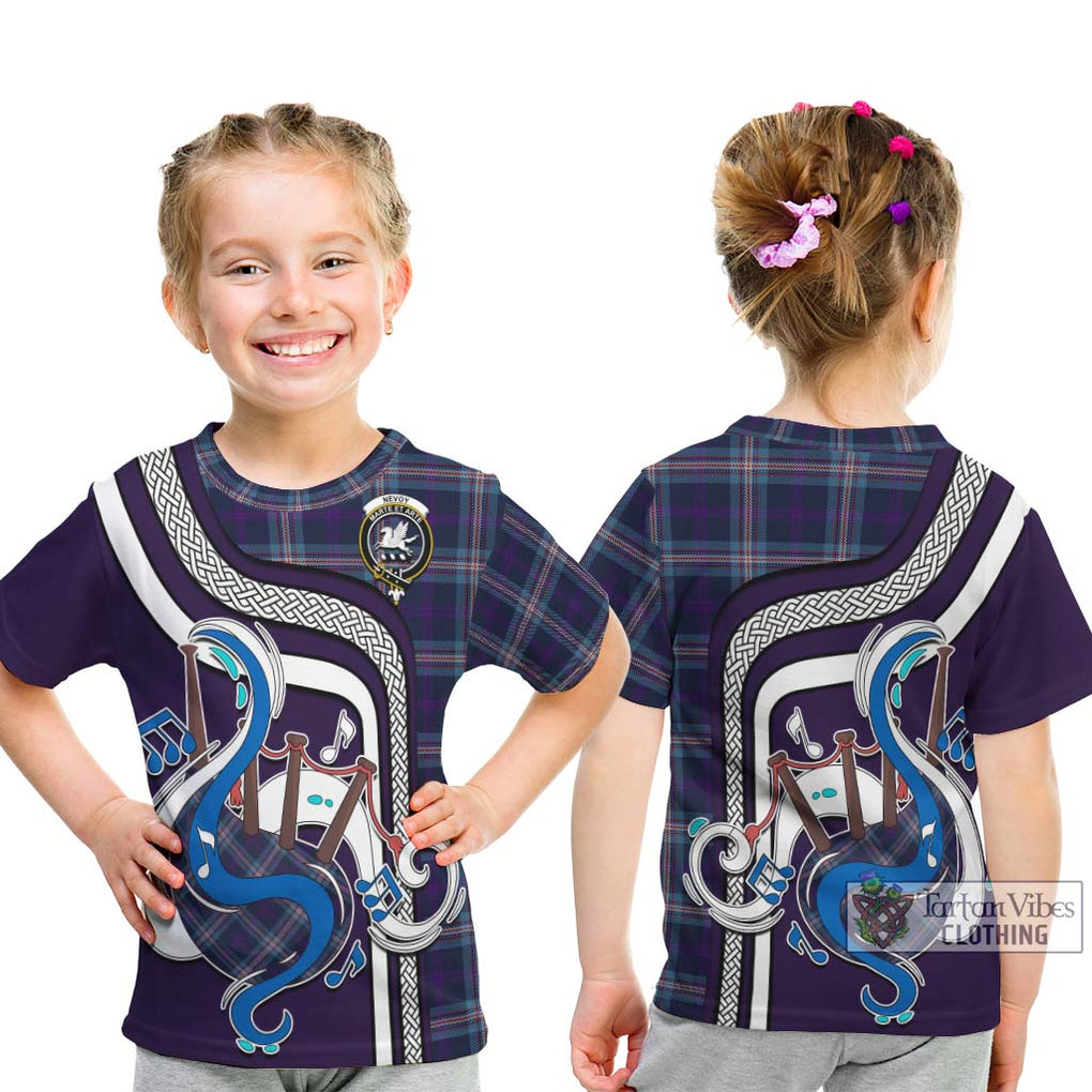 Tartan Vibes Clothing Nevoy Tartan Kid T-Shirt with Epic Bagpipe Style