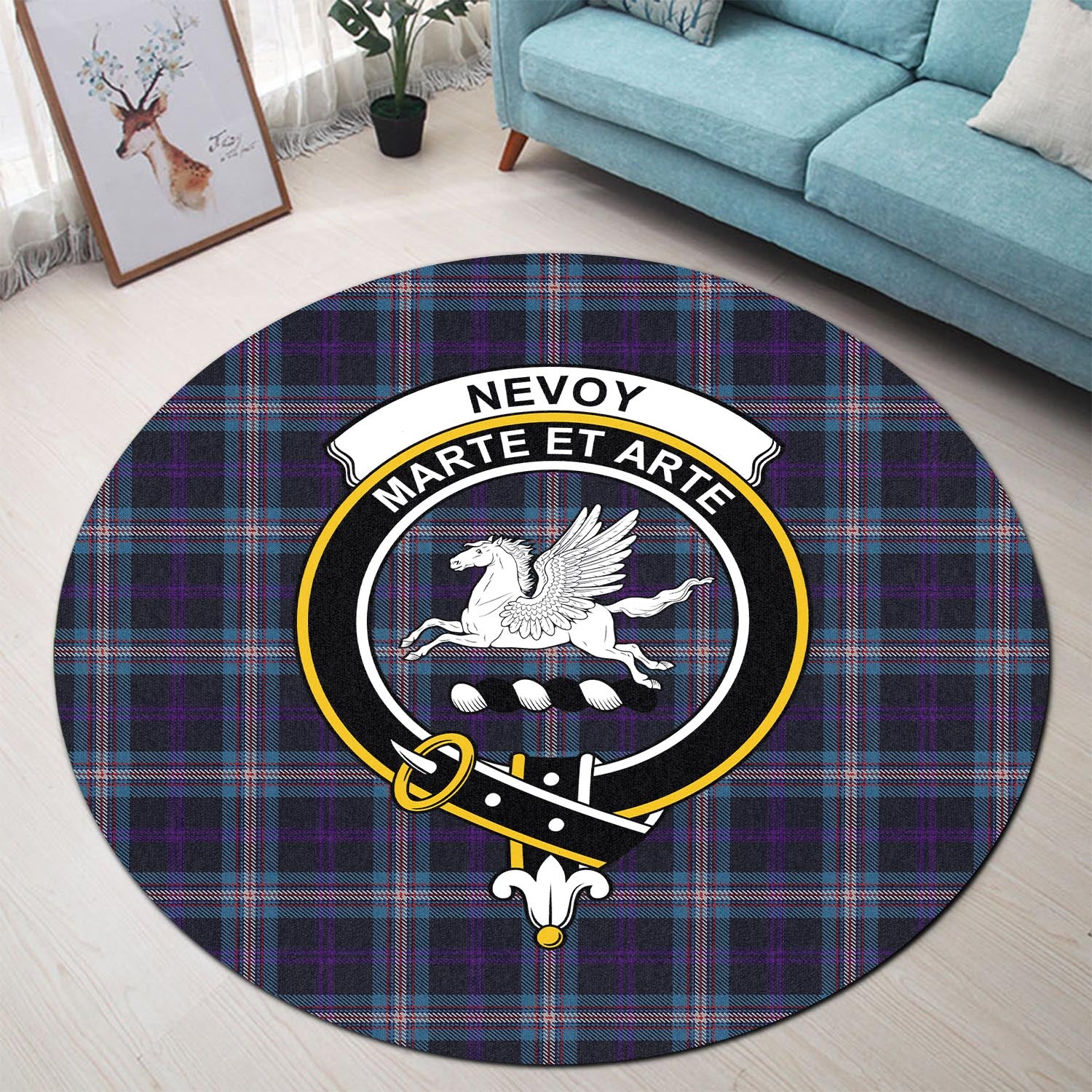 nevoy-tartan-round-rug-with-family-crest