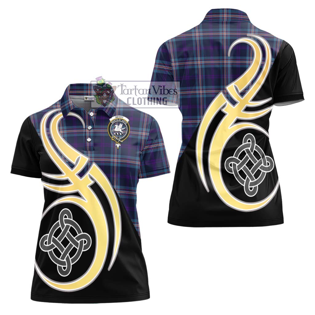 Nevoy Tartan Women's Polo Shirt with Family Crest and Celtic Symbol Style - Tartan Vibes Clothing