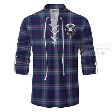 Nevoy Tartan Ghillie Kilt Shirt with Family Crest Celtic Skull Style