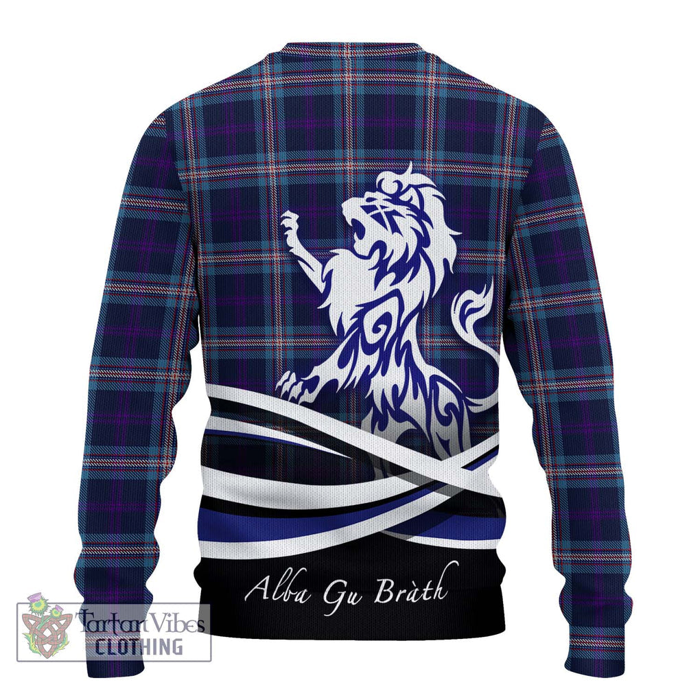 Nevoy Tartan Knitted Sweater with Alba Gu Brath Regal Lion Emblem - Tartanvibesclothing Shop