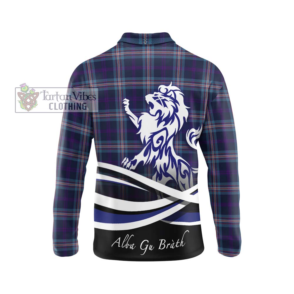 Nevoy Tartan Long Sleeve Polo Shirt with Alba Gu Brath Regal Lion Emblem - Tartanvibesclothing Shop