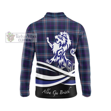 Nevoy Tartan Long Sleeve Polo Shirt with Alba Gu Brath Regal Lion Emblem