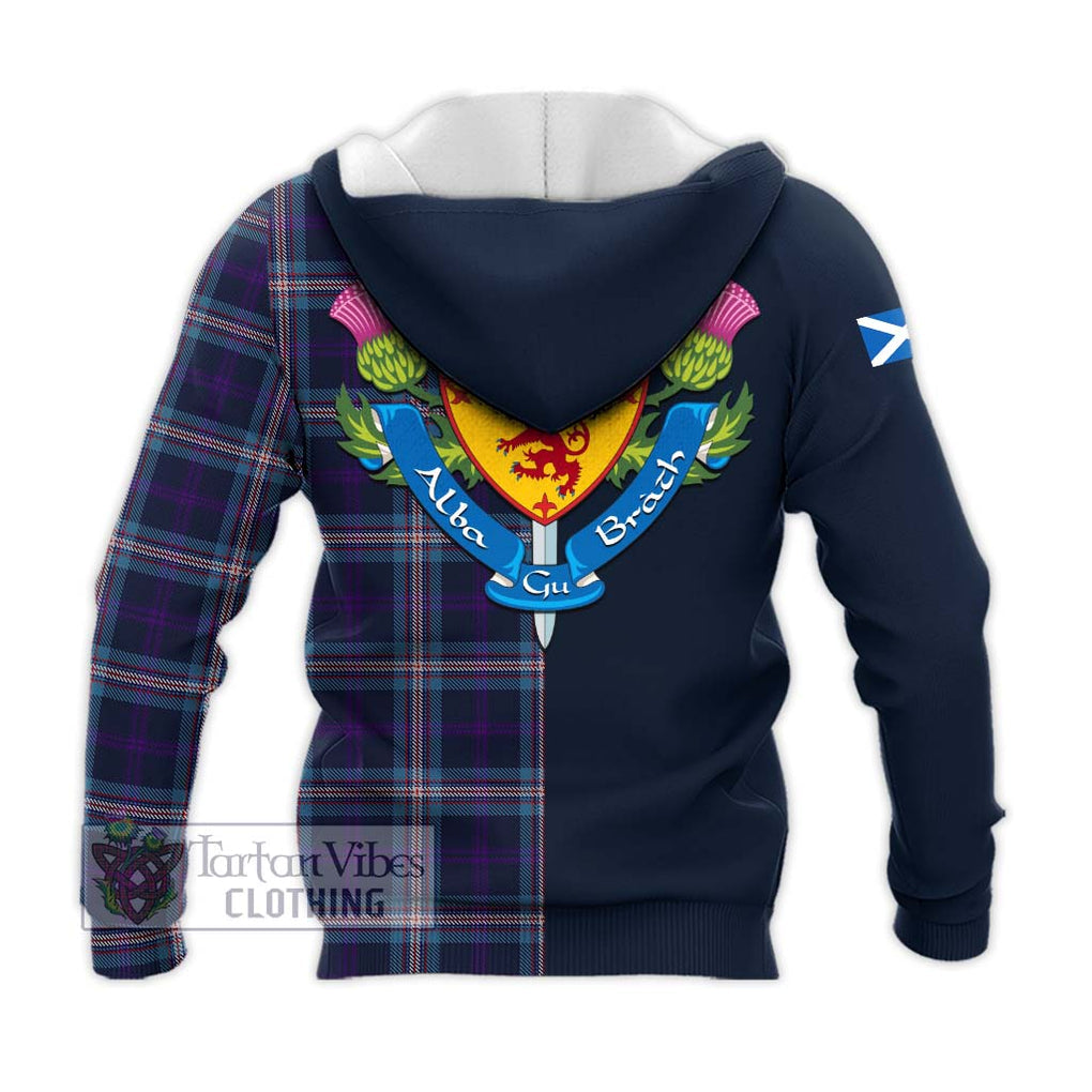 Tartan Vibes Clothing Nevoy Tartan Knitted Hoodie with Scottish Lion Royal Arm Half Style