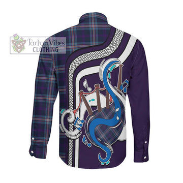 Nevoy Tartan Long Sleeve Button Shirt with Epic Bagpipe Style