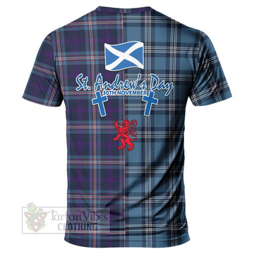 Nevoy Tartan T-Shirt Happy St. Andrew's Day Half Tartan Style