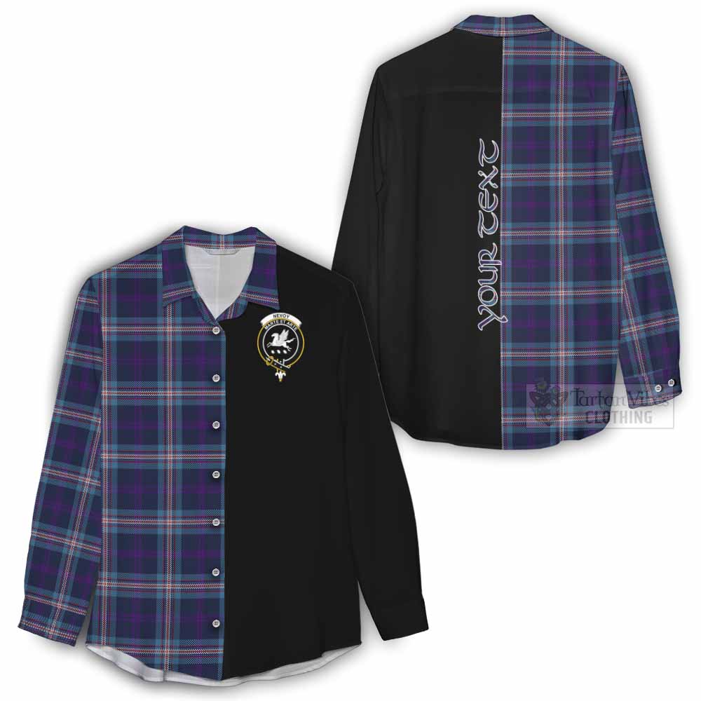 Tartan Vibes Clothing Nevoy Tartan Women's Casual Shirt with Family Crest and Half Of Me Style