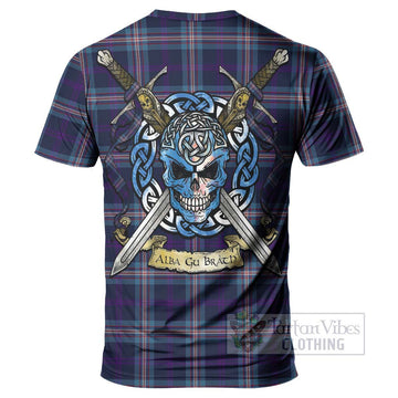 Nevoy Tartan T-Shirt with Family Crest Celtic Skull Style