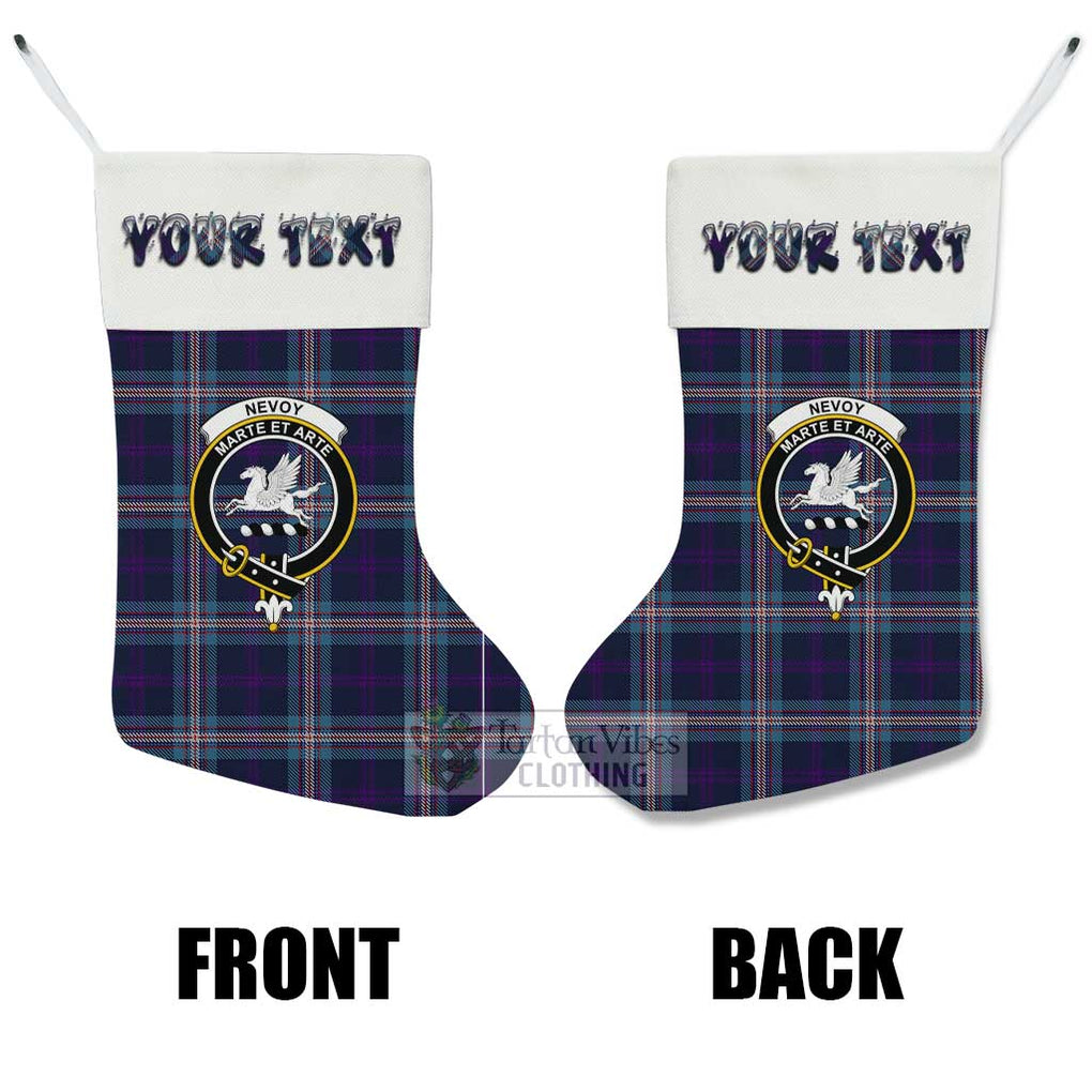 Tartan Vibes Clothing Nevoy Tartan Family Crest Christmas Stocking with Personalized Text