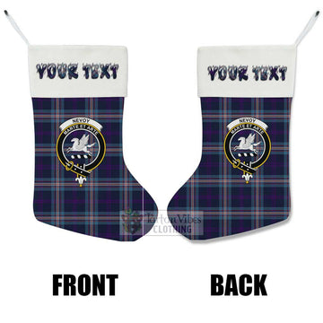 Nevoy Tartan Family Crest Christmas Stocking with Personalized Text