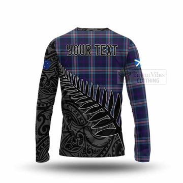 Nevoy Crest Tartan Long Sleeve T-Shirt with New Zealand Silver Fern Half Style