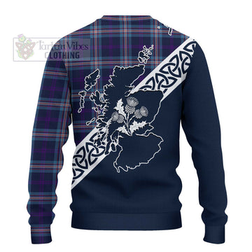 Nevoy Tartan Ugly Sweater Featuring Thistle and Scotland Map