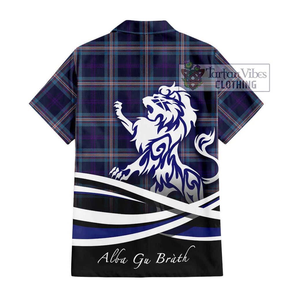 Nevoy Tartan Short Sleeve Button Shirt with Alba Gu Brath Regal Lion Emblem - Tartanvibesclothing Shop