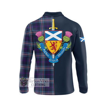 Nevoy Tartan Long Sleeve Polo Shirt Alba with Scottish Lion Royal Arm Half Style