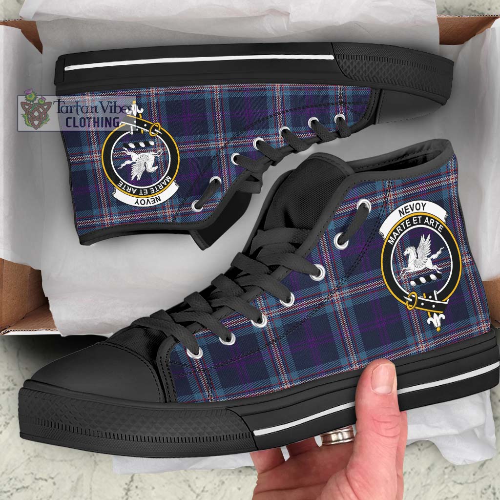 Tartan Vibes Clothing Nevoy Tartan High Top Shoes with Family Crest