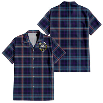 Nevoy Tartan Short Sleeve Button Down Shirt with Family Crest