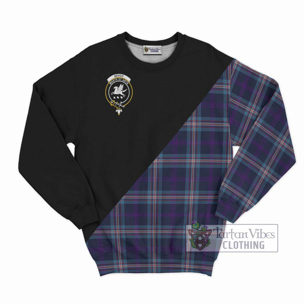 Nevoy Tartan Sweatshirt with Family Crest and Military Logo Style - Tartanvibesclothing Shop