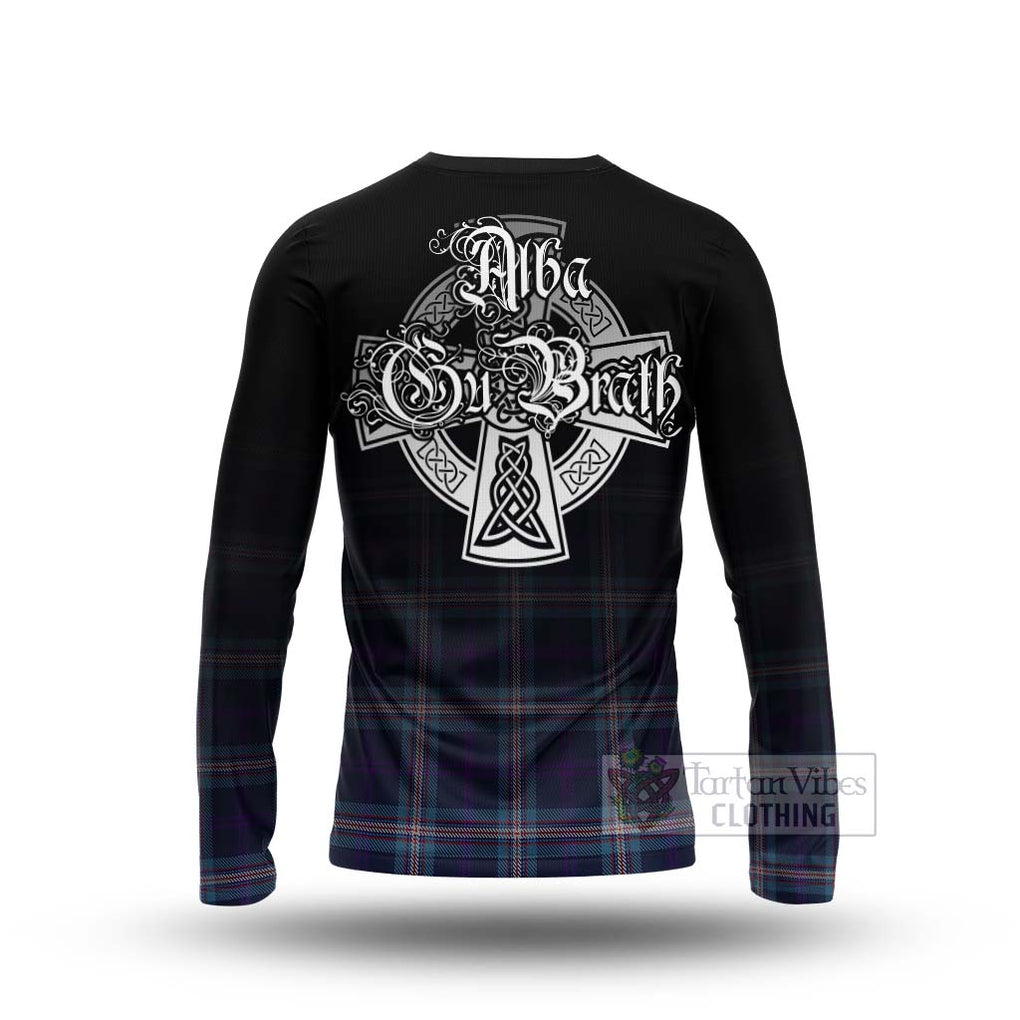 Tartan Vibes Clothing Nevoy Tartan Long Sleeve T-Shirt Featuring Alba Gu Brath Family Crest Celtic Inspired