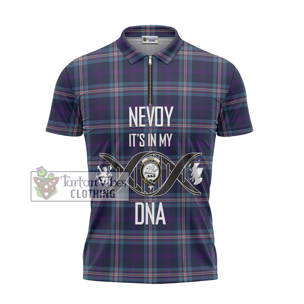 Nevoy Tartan Zipper Polo Shirt with Family Crest DNA In Me Style - Tartanvibesclothing Shop