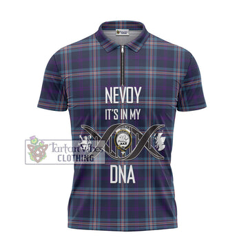 Nevoy Tartan Zipper Polo Shirt with Family Crest DNA In Me Style