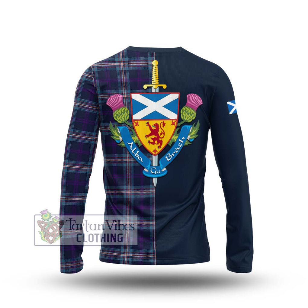 Tartan Vibes Clothing Nevoy Tartan Long Sleeve T-Shirt with Scottish Lion Royal Arm Half Style