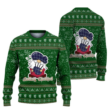 Nevoy Clan Christmas Family Knitted Sweater with Funny Gnome Playing Bagpipes