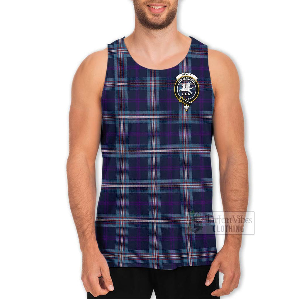 Tartan Vibes Clothing Nevoy Tartan Men's Tank Top with Family Crest and Bearded Skull Holding Bottles of Whiskey