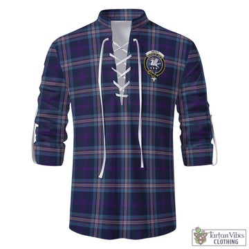 Nevoy Tartan Men's Scottish Traditional Jacobite Ghillie Kilt Shirt with Family Crest