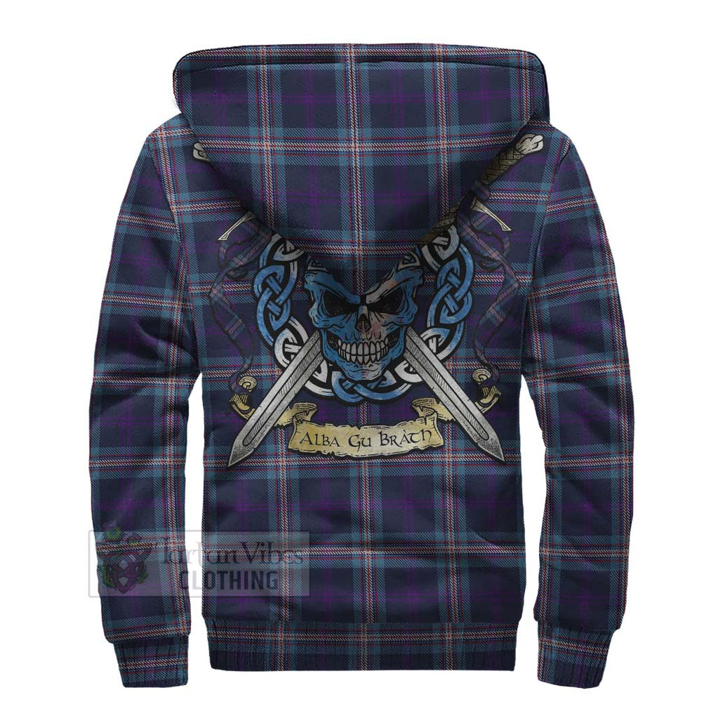 Tartan Vibes Clothing Nevoy Tartan Sherpa Hoodie with Family Crest Celtic Skull Style