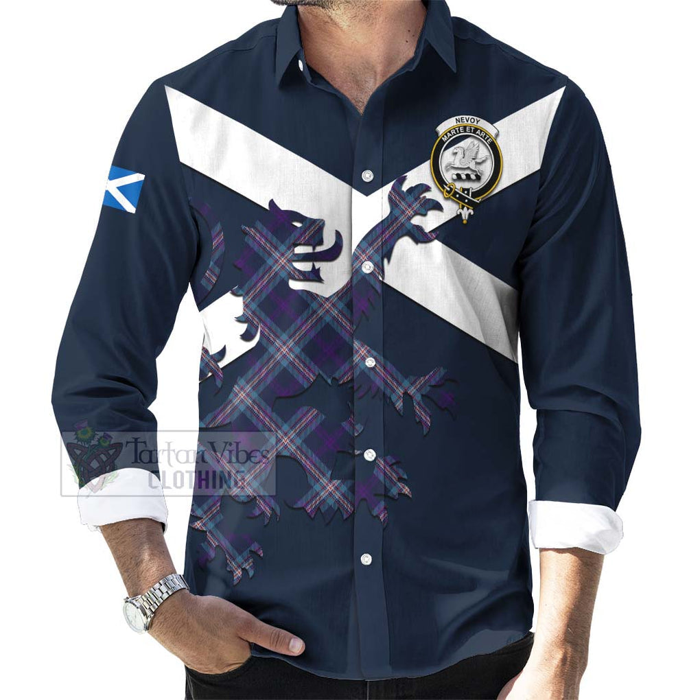 Tartan Vibes Clothing Nevoy Tartan Lion Rampant Long Sleeve Button Shirt – Proudly Display Your Heritage with Alba Gu Brath and Clan Name