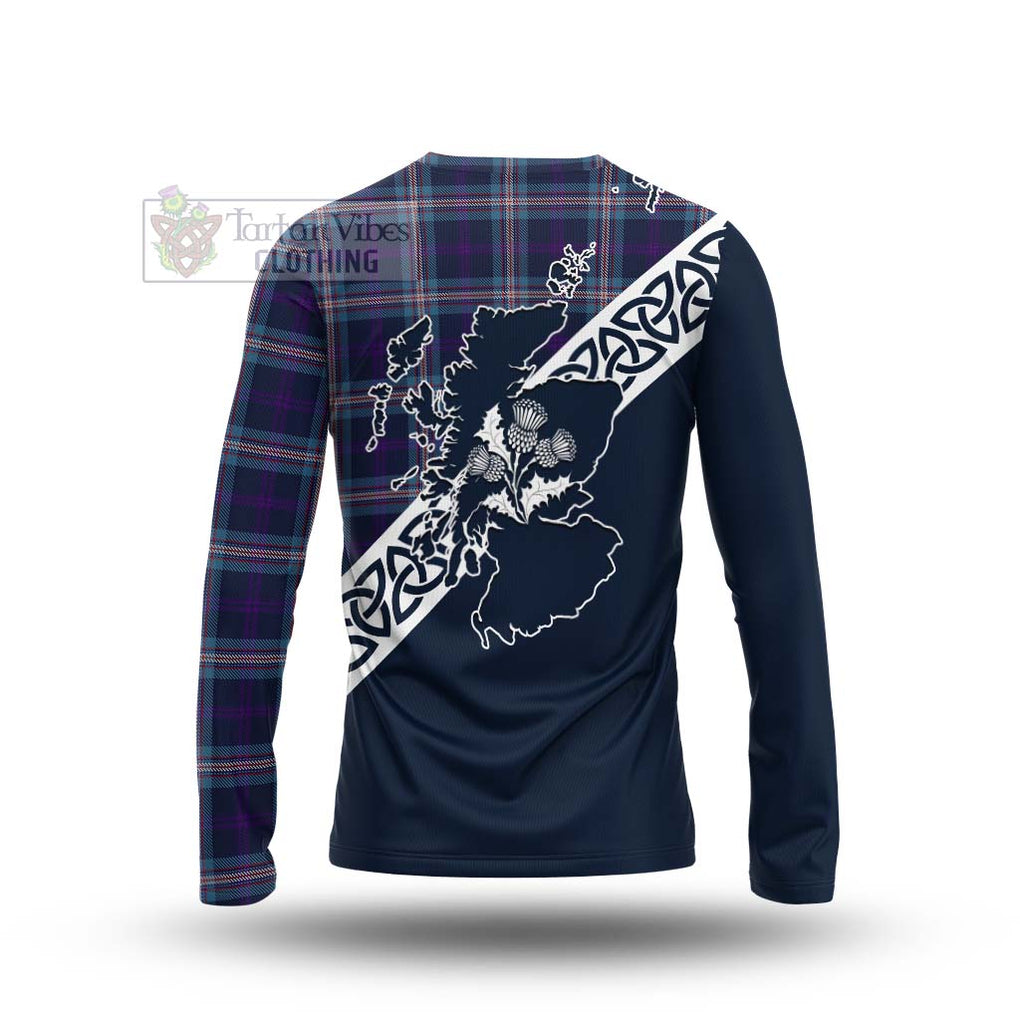 Tartan Vibes Clothing Nevoy Tartan Long Sleeve T-Shirt Featuring Thistle and Scotland Map