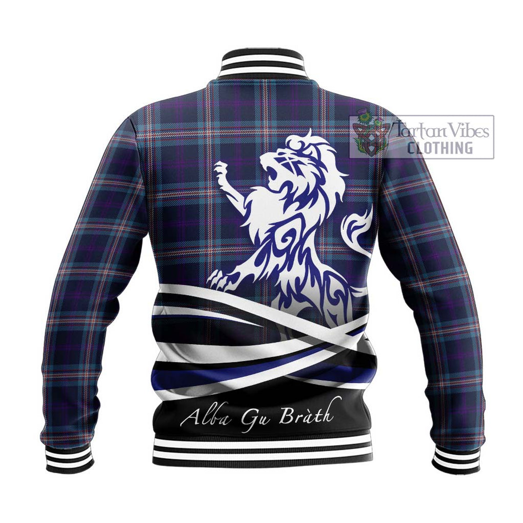 Nevoy Tartan Baseball Jacket with Alba Gu Brath Regal Lion Emblem - Tartanvibesclothing Shop