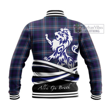 Nevoy Tartan Baseball Jacket with Alba Gu Brath Regal Lion Emblem