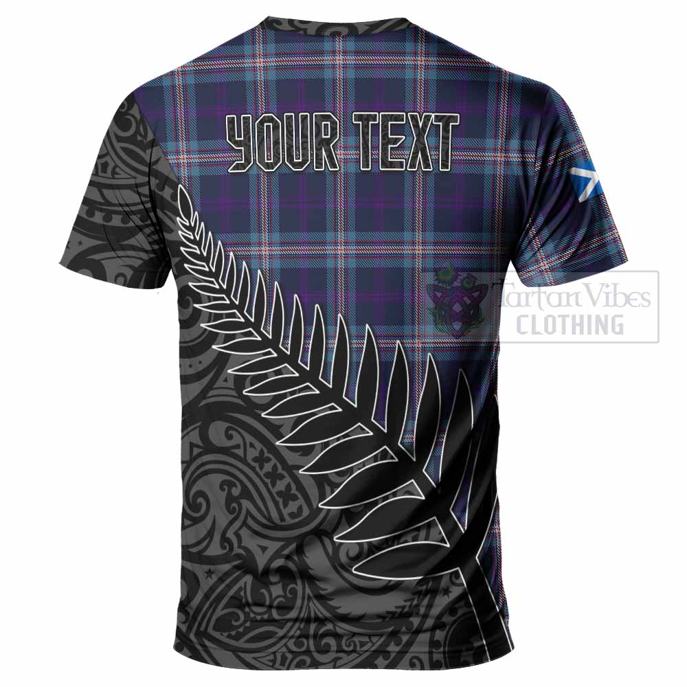 Tartan Vibes Clothing Nevoy Crest Tartan T-Shirt with New Zealand Silver Fern Half Style